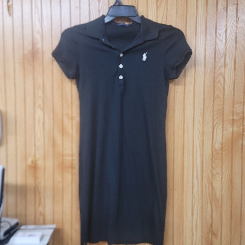 Polo Ralph Lauren Womens Classy Preppy Black Short Sleeve Pony Logo Dress Size S